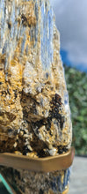 Load image into Gallery viewer, Blue Kyanite on Custom made gold stand