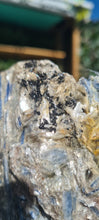Load image into Gallery viewer, Blue Kyanite on gold custom made stand