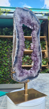 Load image into Gallery viewer, Amethyst Portal on Gold Custom stand - Almost 2ft - Large Crystal