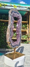 Load image into Gallery viewer, Amethyst Portal on Gold Custom stand - Almost 2ft - Large Crystal
