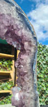 Load image into Gallery viewer, Amethyst Portal on Gold Custom stand - Almost 2ft - Large Crystal