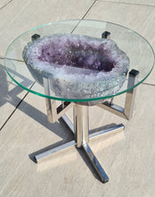 Load image into Gallery viewer, Amethyst Table with Glass on Chrome Stand