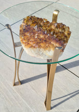 Load image into Gallery viewer, Citrine Table with Glass on Gold stand