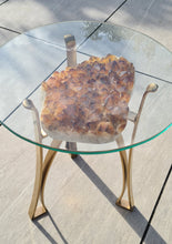 Load image into Gallery viewer, Citrine Table with Glass on Gold stand