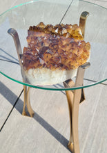Load image into Gallery viewer, Citrine Table with Glass on Gold stand
