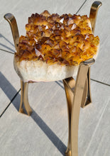Load image into Gallery viewer, Citrine Table with Glass on Gold stand