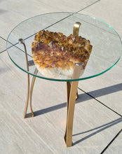 Load image into Gallery viewer, Citrine Table with Glass on Gold stand