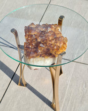 Load image into Gallery viewer, Citrine Table with Glass on Gold stand