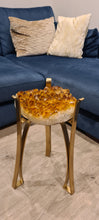 Load image into Gallery viewer, Citrine Table with Glass on Gold stand