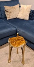 Load image into Gallery viewer, Citrine Table with Glass on Gold stand