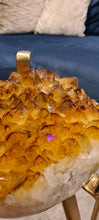 Load image into Gallery viewer, Citrine Table with Glass on Gold stand