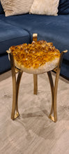 Load image into Gallery viewer, Citrine Table with Glass on Gold stand