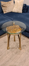 Load image into Gallery viewer, Citrine Table with Glass on Gold stand