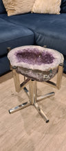 Load image into Gallery viewer, Amethyst Table with Glass on Chrome Stand