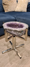 Load image into Gallery viewer, Amethyst Table with Glass on Chrome Stand