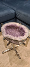 Load image into Gallery viewer, Amethyst Table with Glass on Chrome Stand