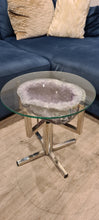 Load image into Gallery viewer, Amethyst Table with Glass on Chrome Stand