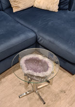 Load image into Gallery viewer, Amethyst Table with Glass on Chrome Stand