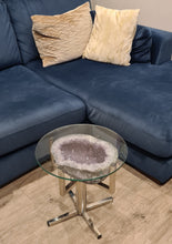 Load image into Gallery viewer, Amethyst Table with Glass on Chrome Stand