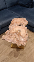 Load image into Gallery viewer, Pink Amethyst Table on hand made Gold stand