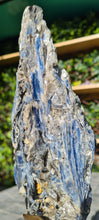 Load image into Gallery viewer, Blue Kyanite on gold custom made stand