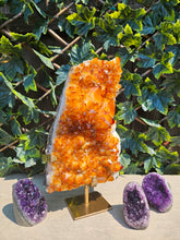 Load image into Gallery viewer, Citrine Cluster on gold Stand - Citrine Raw