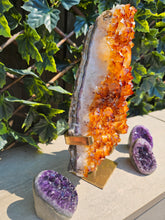 Load image into Gallery viewer, Citrine Cluster on gold Stand - Citrine Raw