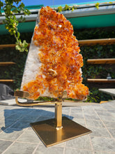Load image into Gallery viewer, Citrine Cluster on gold Stand - Citrine Raw