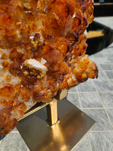 Load image into Gallery viewer, Citrine Cluster on gold Stand - Citrine Raw