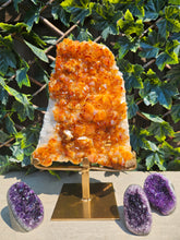 Load image into Gallery viewer, Citrine Cluster on gold Stand - Citrine Raw