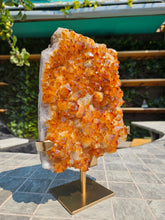 Load image into Gallery viewer, Citrine Cluster on gold Stand - Citrine Raw
