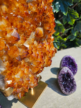 Load image into Gallery viewer, Citrine Cluster on gold Stand - Citrine Raw
