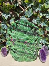 Load image into Gallery viewer, Buddha Head Sculpted from Ruby Zoisite from Tanzania Symbol of wisdom and peace