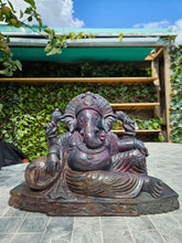 Load image into Gallery viewer, Ganesha carving symbol of luxury Sculpture from Ruby Corundum and kyanite