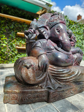 Load image into Gallery viewer, Ganesha carving symbol of luxury Sculpture from Ruby Corundum and kyanite