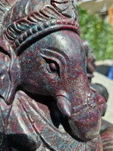 Load image into Gallery viewer, Ganesha carving symbol of luxury Sculpture from Ruby Corundum and kyanite