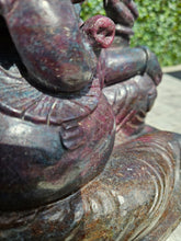 Load image into Gallery viewer, Ganesha carving symbol of luxury Sculpture from Ruby Corundum and kyanite