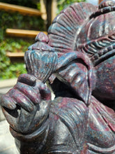 Load image into Gallery viewer, Ganesha carving symbol of luxury Sculpture from Ruby Corundum and kyanite