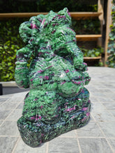 Load image into Gallery viewer, Lord Ganesha in Ashirvad posture Gesture of Blessing Ruby Zoisite Tanzania