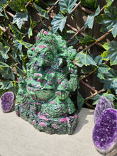 Load image into Gallery viewer, Lord Ganesha in Ashirvad posture Gesture of Blessing Ruby Zoisite Tanzania