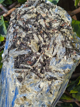 Load image into Gallery viewer, Blue Kyanite on custom made stand