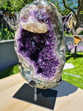 Load image into Gallery viewer, Amethyst with Calcite on stand statement crystal - Clear Vision