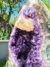 Load image into Gallery viewer, Amethyst with Calcite on stand statement crystal - Clear Vision