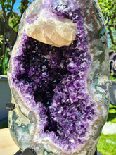 Load image into Gallery viewer, Amethyst with Calcite on stand statement crystal - Clear Vision