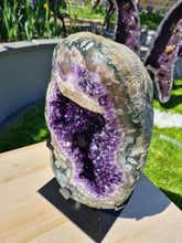 Load image into Gallery viewer, Amethyst with Calcite on stand statement crystal - Clear Vision