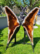 Load image into Gallery viewer, Heated Citrine Angel wings Butterfly wings on stand - MONARCH