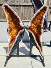 Load image into Gallery viewer, Heated Citrine Angel wings Butterfly wings on stand - MONARCH