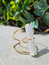 Load image into Gallery viewer, Selenite Ring and Selenite Cuff Bracelet adjustable