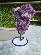 Load image into Gallery viewer, Amethyst Heart Shield from Uruguay on stand Active - Shielded Heart