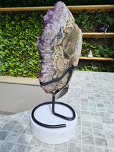 Load image into Gallery viewer, Amethyst Heart Shield from Uruguay on stand Active - Shielded Heart